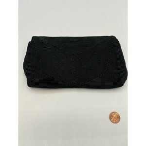 Vintage Corde Art Deco Black Clutch Purse. 1940 Retro NICE! Excellent Cond.